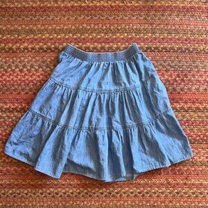 VTG DENIM TIERED CIRCLE PULL ON SKIRT